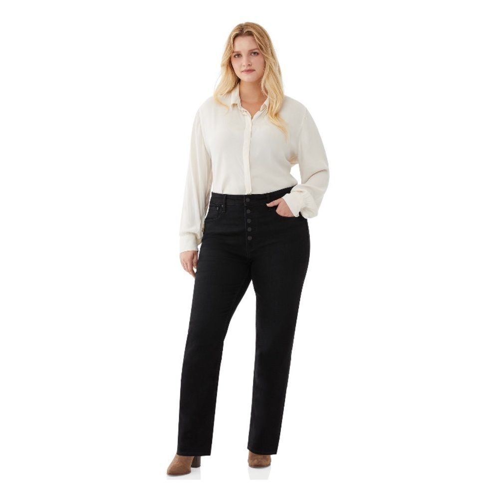 NWT Women Sheer Off White Button Down Long Sleeve Blouse Top Size XXL Office